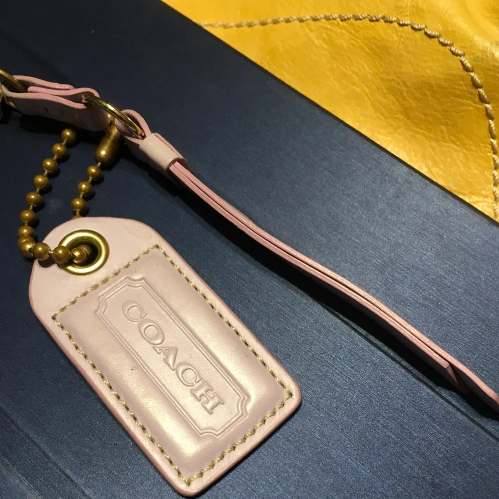 COACH LEATHER STRAP BRASS BALL CHAIN KEYFOB CHARM HANGTAG ZIPPER LAVENDER